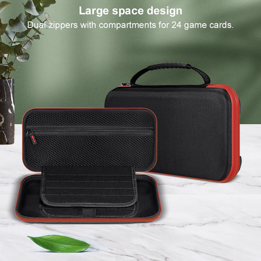 Game Console Carrying Case with 24 Game Card Slots Portable Travel Organiser Large Capacity Console Protective Handbag for NS2