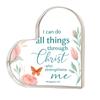 Christian Heart-Shaped Desk Decor with Philippians 4:13 Verse -butterfly Decoration, Floral Accents, Inspirational "Suitable for All Things" Scriptur