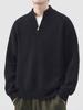 Men's Black Stand-Collar Half-Zip Sweater: Autumn/Winter Trendy Thick Knitwear