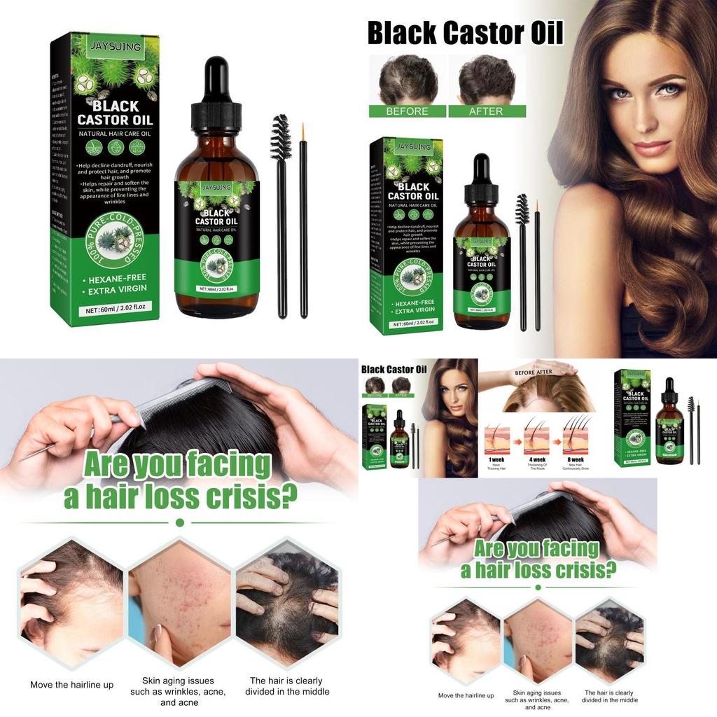 Jaysuing Castor Oil Hair Growth Serum Nourishing Moisturizing Anti Hair Loss 60ml