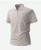Ice Silk High Elasticity: Summer Business and Leisure Lightweight Horizontal Stripe Knitted Short Sleeve T-shirt for Men Polo Shirt