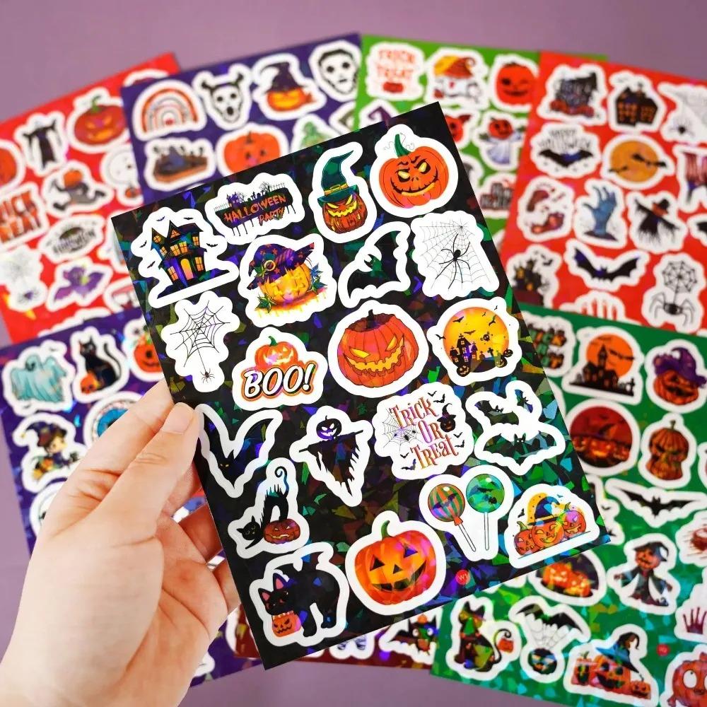 160pcs 8 Sheets Christmas Halloween Easter Stickers Laser Bunny Egg Cartoon Holographic Waterproof Removable Vinyl Sticker Decor