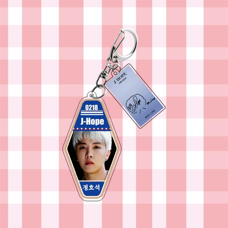 BTS Keychain, Bangtan Boys Key Tag with Photo & Signature Charm, Kpop ARMY Fans Bag Accessory(Jin RM Suga Jimin V J-Hope Jungkook)
