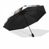 1pc Sturdy 8-Bone Auto Umbrella, Santa Claus and Reindeer Umbrella, Digital Printed, Foldable Umbrella for On-the-Go Outdoor Use