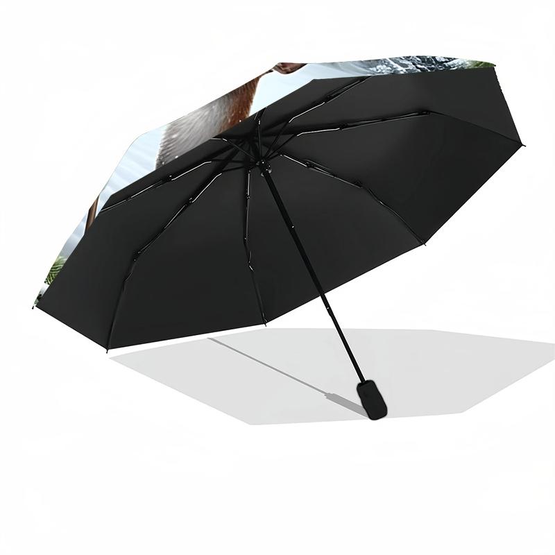 1pc Sturdy 8-Bone Auto Umbrella, Santa Claus and Reindeer Umbrella, Digital Printed, Foldable Umbrella for On-the-Go Outdoor Use