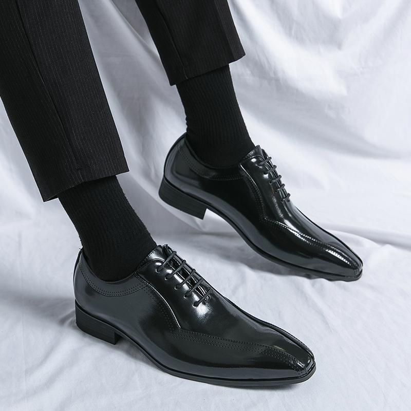 New Business Men's Shoes Oxfords Square Toe Lace-up Spring Autumn Brown Black Mens Dress Shoes Zapatos De Vestir Hombre
