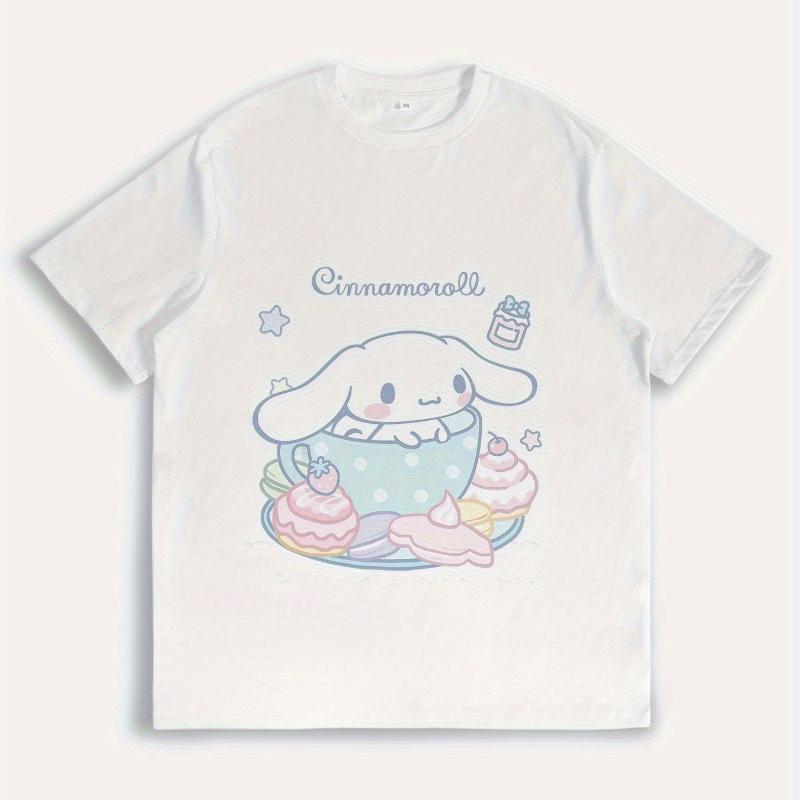 

Cinnamoroll Graphic Tshirt Pink Cake and Jade Cinnamoroll Character Tshirt Lightweight and Breathable Daily Top S