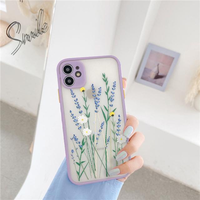 

НОВЫЙ модный чехол с красивыми цветами для iPhone 13 12 11 Pro Max 7 8 Plus X XR XS Max SE 2020, роскошный цветной чехол с толстой каймой iPhone 13Pro Max