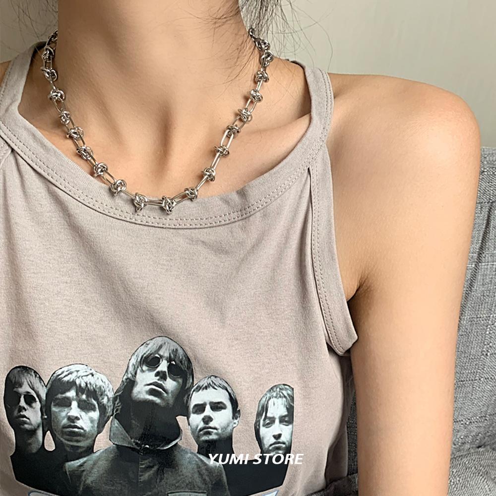 Hip Hop Titanium Steel Necklace For Man Woman Trend Wrapping Rope Knot Collar Chian Unisex Choker  Kpop Accessories