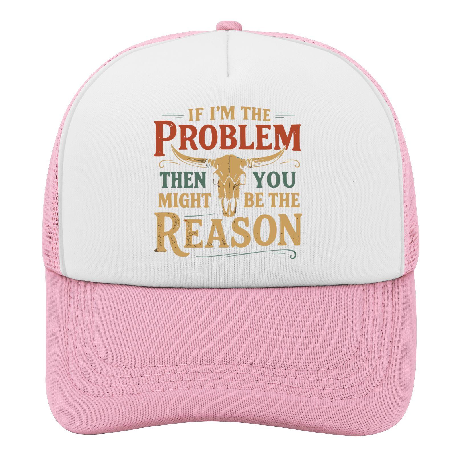 

Funny Bull Skull If Im The Problem Trucker Hat Retro Western Style Graphic Mesh Baseball Cap Unisex Casual One Size