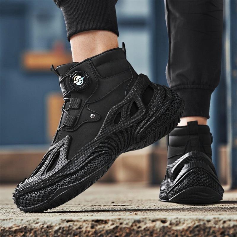New high-top men s shoes sports and leisure shoes men s autumn and winter tide rotating button shoes 39