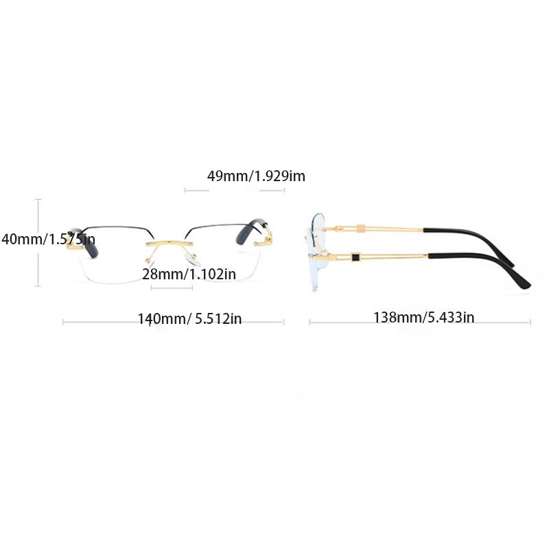 Rimless Square Glasses for Men Women Cut Edge Clear Lens Glasses Fashion Anti Blue Light Computer Glasses