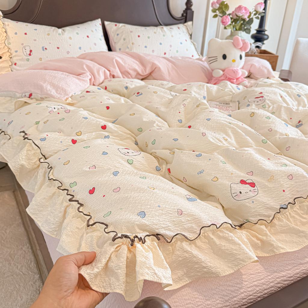 Class A French Spring And Summer Double-Layer Yarn, Pure Cotton Cotton Bed Sheet, Quilt Cover, Quilt Cover, Summer Dormitory Bed