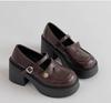 Women's Thick Bottom 8CM Heels Mary Jane Shoes Retro Preppy Style Leather Dumpy Uniforms Autumn JK Platform Shoes for Students