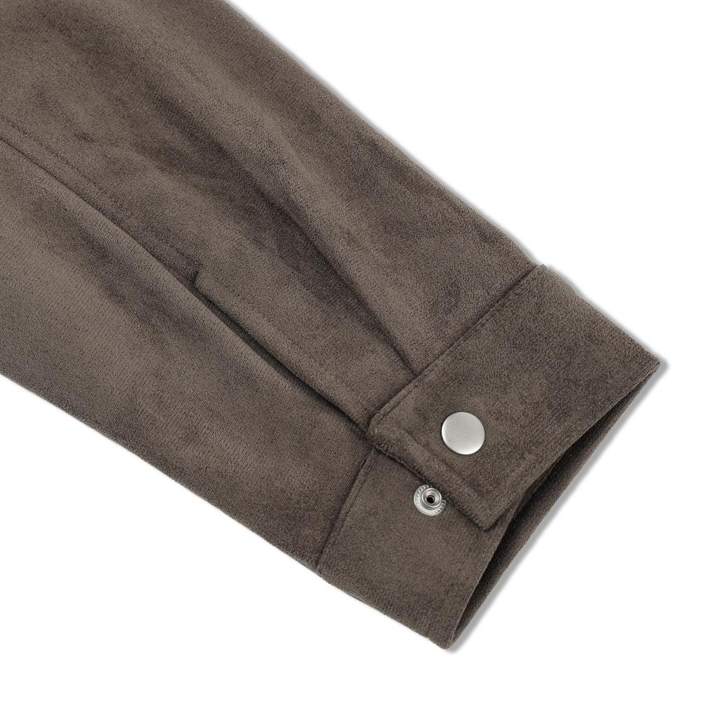 ANDAGAIN Minimal Suede Collar Jacket (Khaki