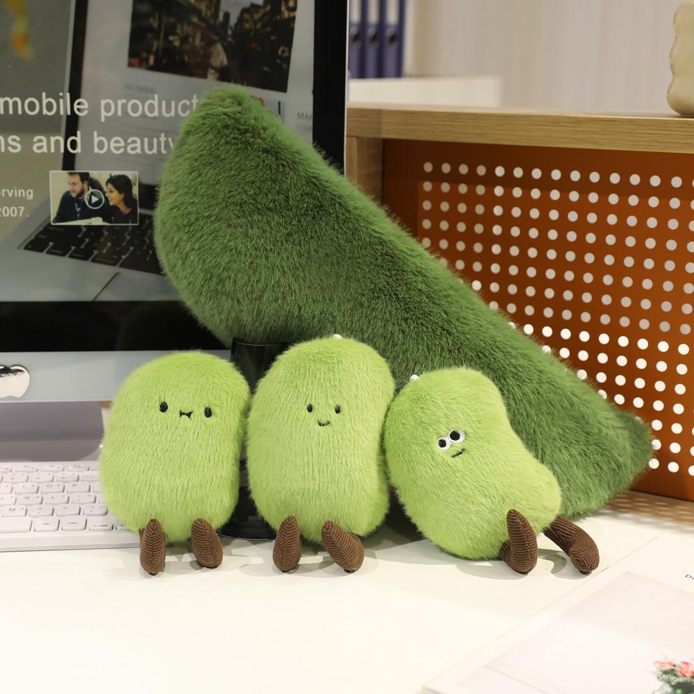 Cartoon Green Soybeans Pea Pod Plush Toy Kawaii Keychian Stuffed Doll Plant Pendant Hangings Bag Home Decor Kids Birthday Gift