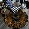 Golden Framed Black Cat Round Area Rug,Carpet Rug for Living Room Bedroom Sofa Playroom Decor,Non-slip Floor Mat