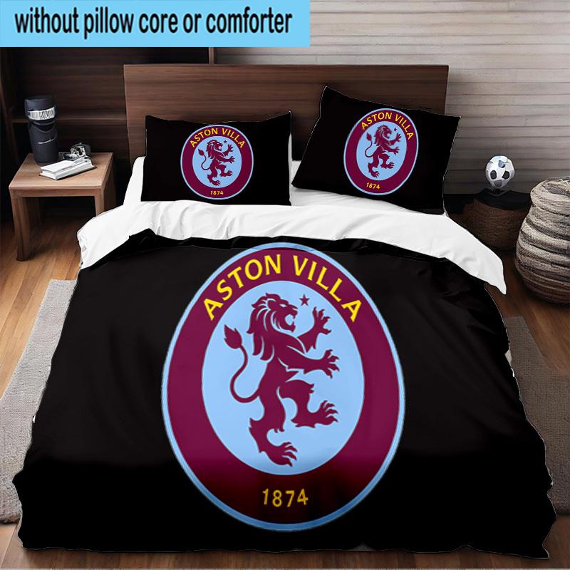 Football Villa Design 3PCS Print Bedding Set, Includes A Duvet Cover and Two Pillowcases for Bedroom, Dormitory, Suitable for All Seasons