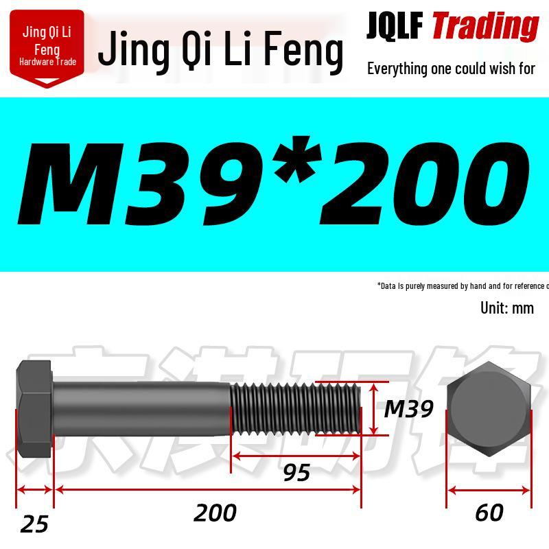 M27-M39 Grade 12.9 Blackened Half-Thread Hexagon Bolt