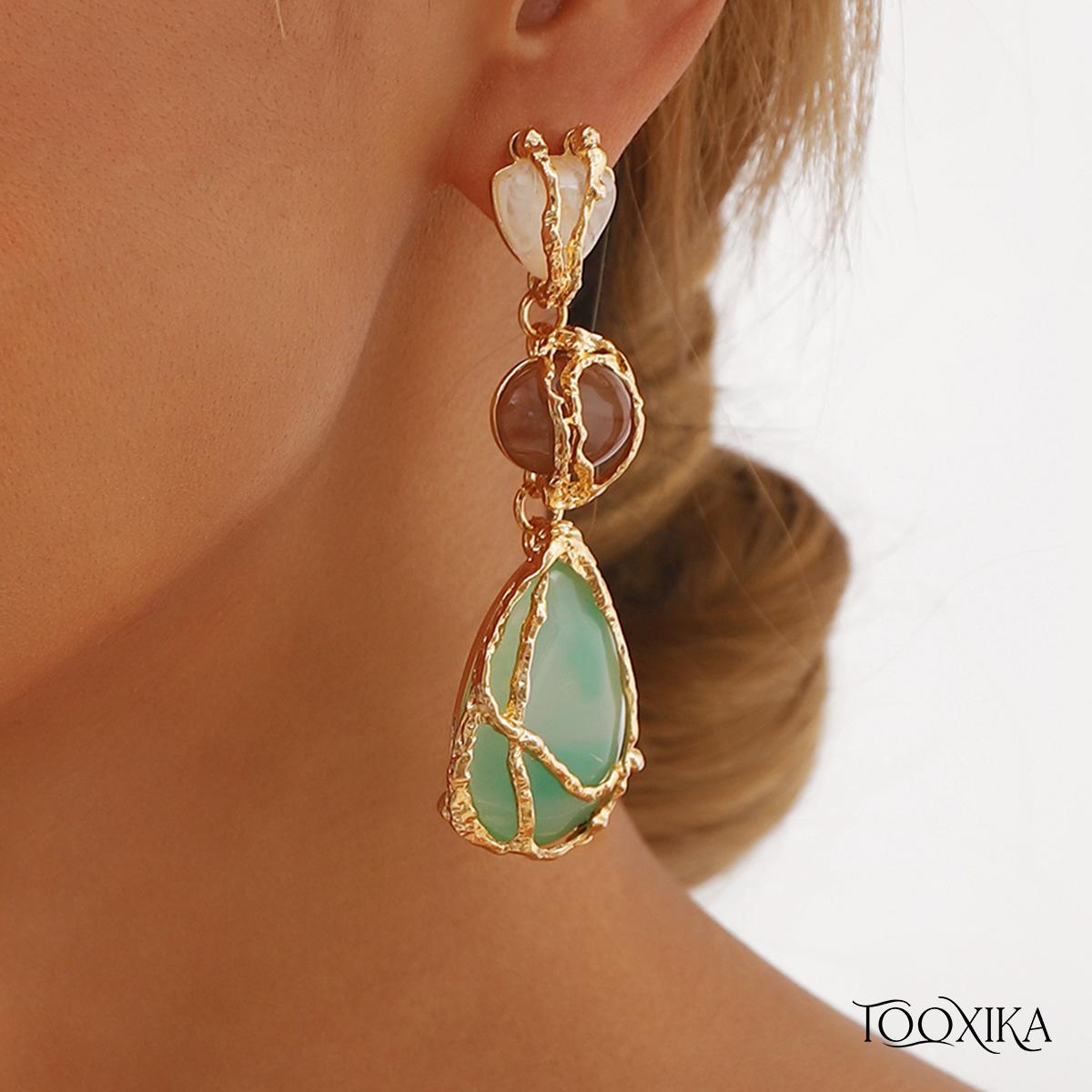 

Tooxika персонализированные сетчатые карманные серьги из акрилового сплава, легкие роскошные высококачественные геометрические серьги с каплями воды