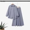 ZANZEA Women Long Sleeve Blouse and Long Skirts Stripe Print Two Piece Suit Sets