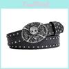 Skull Leather Punk Belt Men Rivet Design With Alloy Buckle For Hip Hop Style