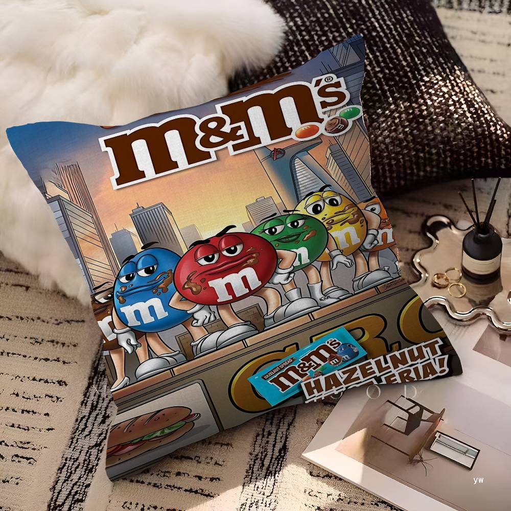 Classic M_M&M Chocolate Pillow Anime Pillow Sofa Bed Head Pillow Cover Cushion Cover 45X45 Cm Fashion