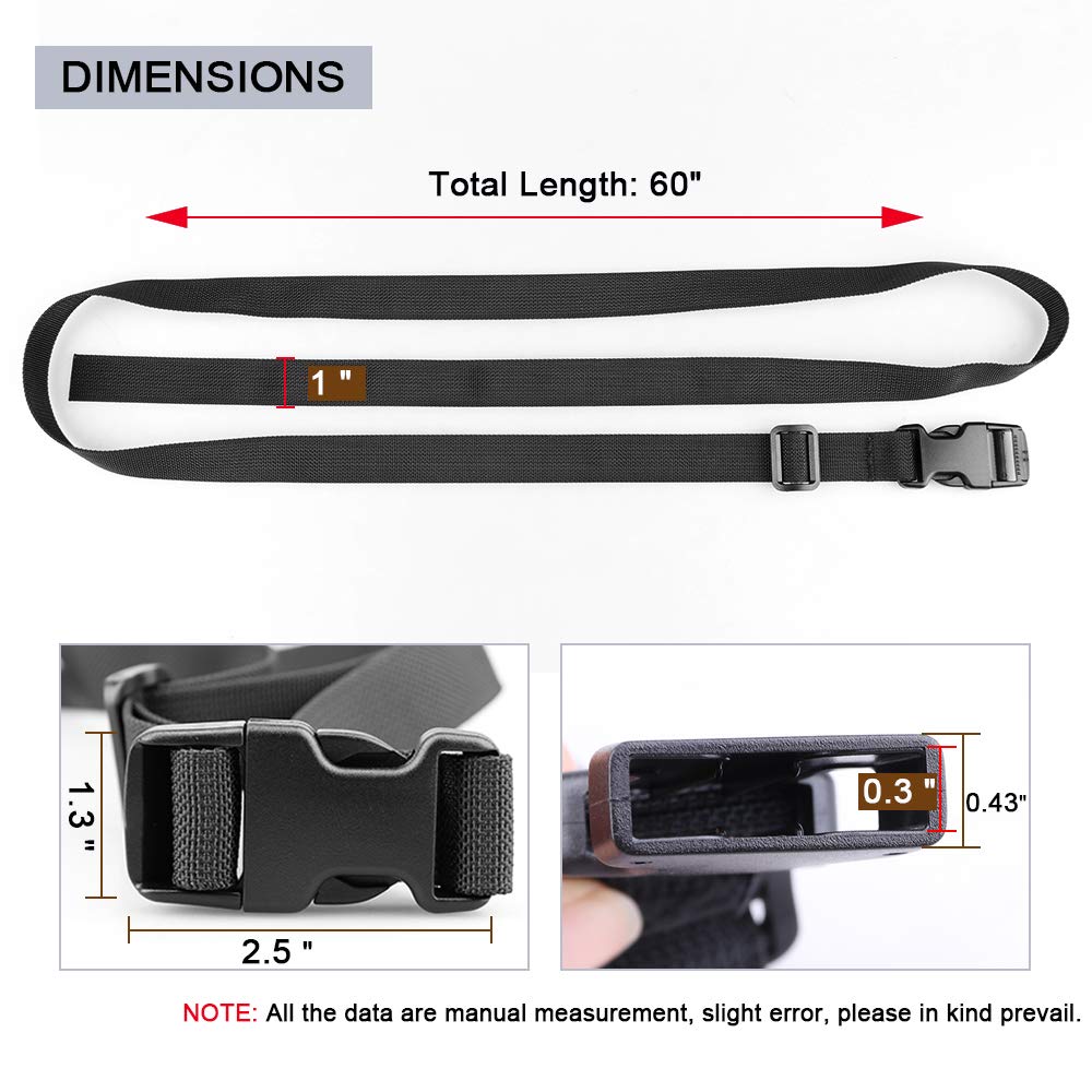 MAGARROW 150cm Strap Buckle Packing Strap Adjustable Belt Wide Black of 1" (1" - 60" Long), (Pack 10)