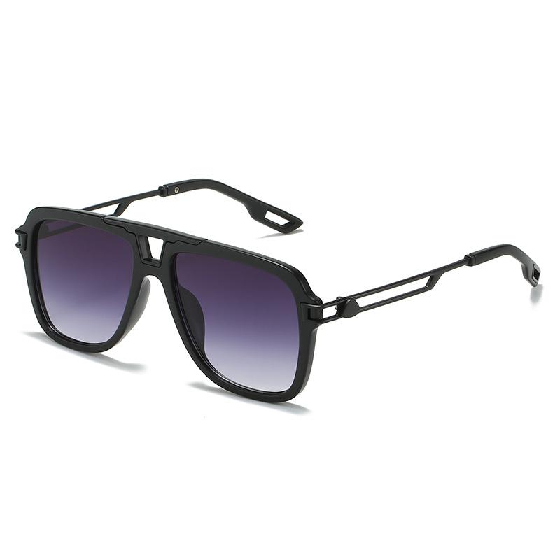 European and American sunglasses, literary square frame beam sunshade glasses, sunscreen hollowed out metal leg sunglasses, women
