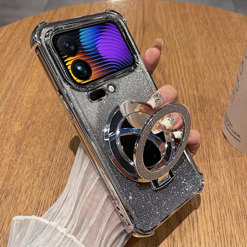 

Для Xiaomi 17 Pro Max Плавление Блеск Зеркальный Держатель Противоударный Силиконовый Чехол для Телефона для Xiaomi Mi17 17pro Пленка для Объектива Мягкая Крышка Xiaomi 17 pro max серебряный