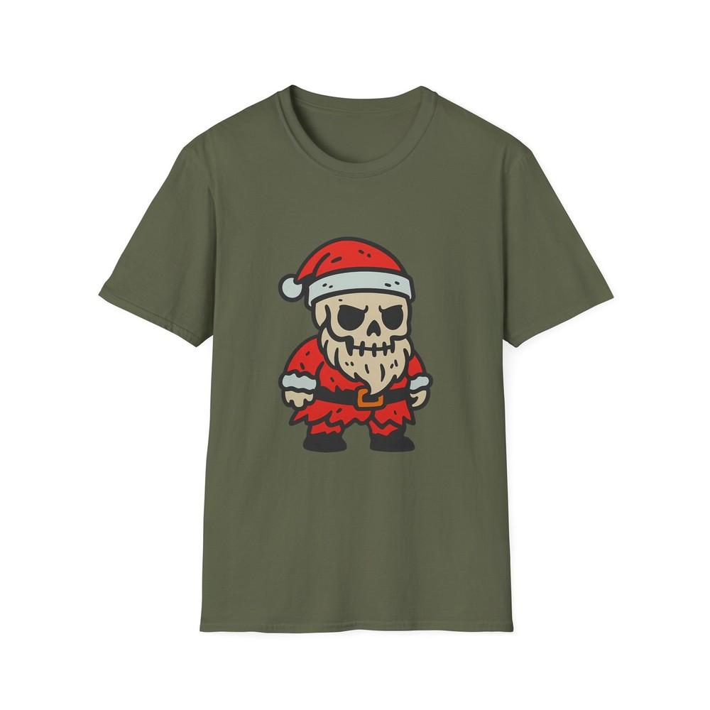 

Unisex Softstyle T-Shirt Chibi Santa Skull Funny Spooky Christmas Holiday 4XL