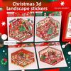 Urocze naklejki ze sceną świąteczną, trójwymiarowe miniaturowe naklejki dekoracyjne ze sceną, materiały do planowania świątecznego z kreskówkami, prezenty