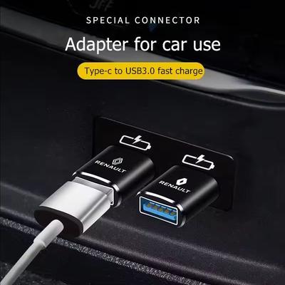Type C To USB Adapter USB-C Data Connectors Laptop U Disk For Renault Megane 2 3 4 Twingo Clio Talisman Captur Kwid Scenic GT RR9