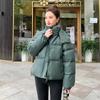 Women's Autumn Winter Solid Color Hooded Rhombic Lattice Loose Casual Medium Short Parka Coat Jackets Outwear