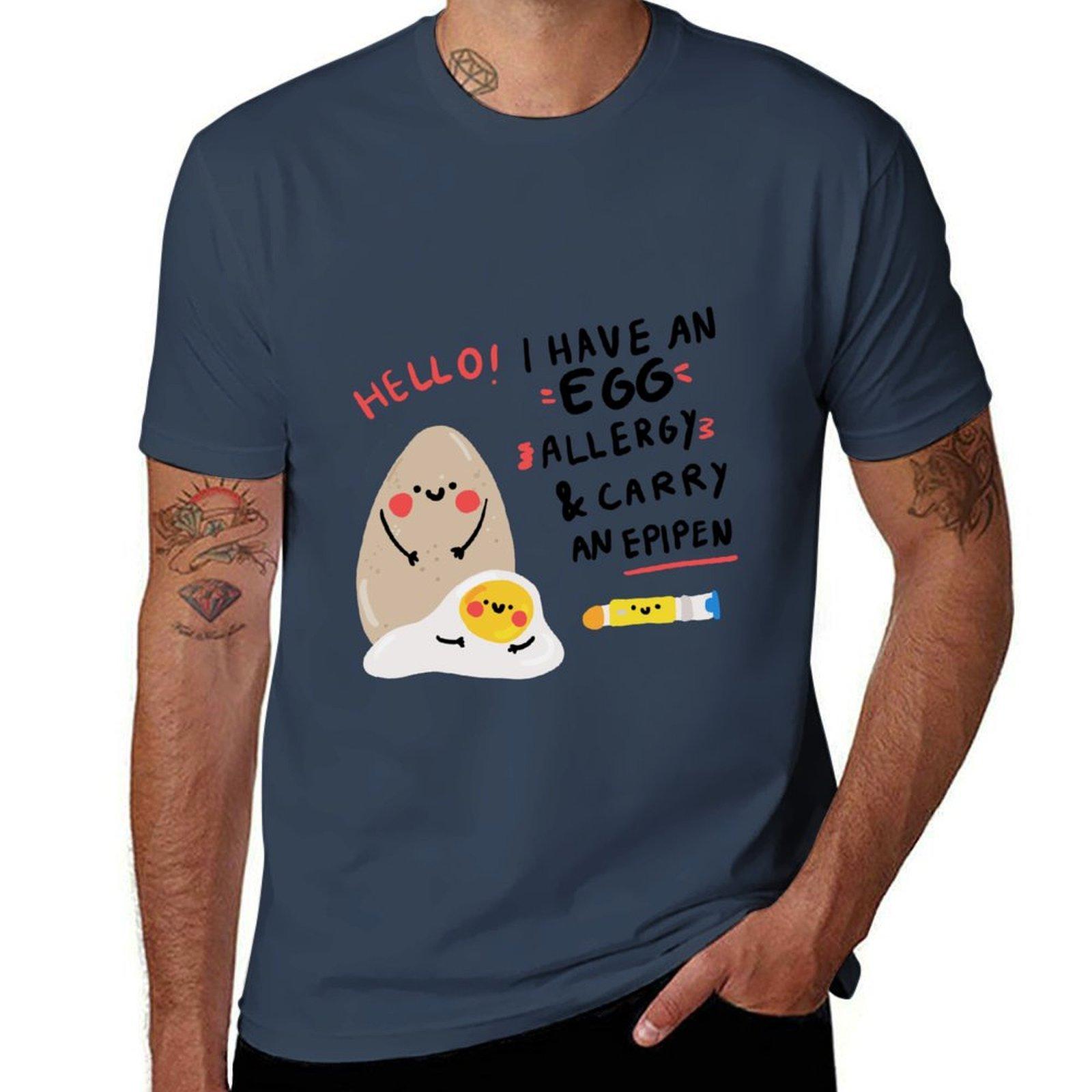 Egg Allergy Epipen Awareness Tshirt Worker Basic Short Sleeve Tee S