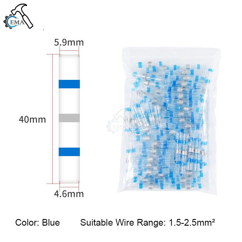 100/200PCS Heat Shrink Connectors Sleeve Tube Terminals Electrical Butt Splice Wire Connector Splice Solder Insulated Cable