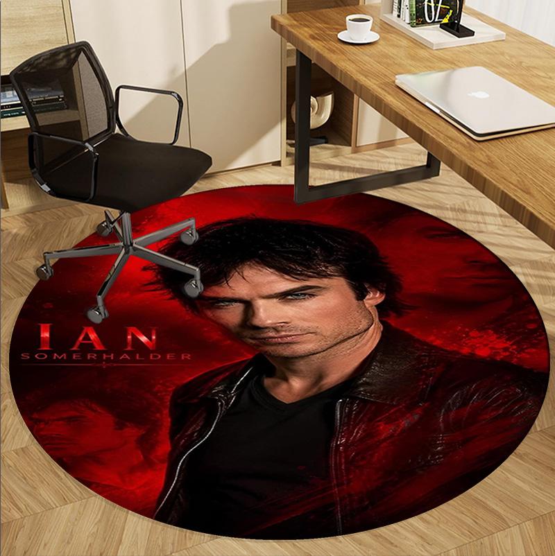 Damon Salvatore Pattern Round Rug, Indoor/Outdoor Mat, for Picnic, Gameroom, Bedroom, Office, Living Room, Home Decor Carpet, Birthday Gift
