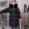 Women's Long Winter Jacket with Large Fur Collar - Korean Style Thickened Cotton Coat