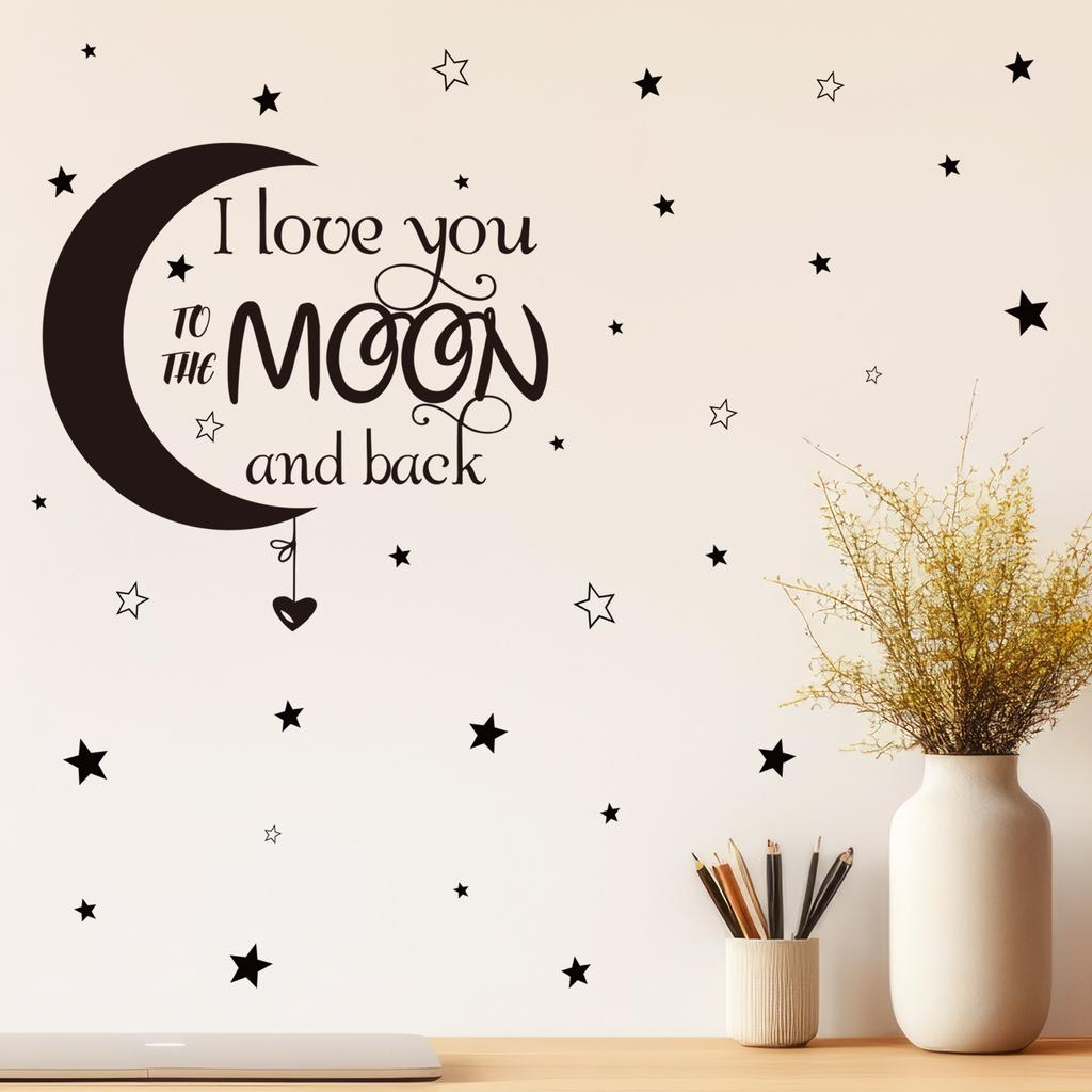 Moon Stars Family Quote Wall Sticker Removable Living Room Bedroom Table Decor