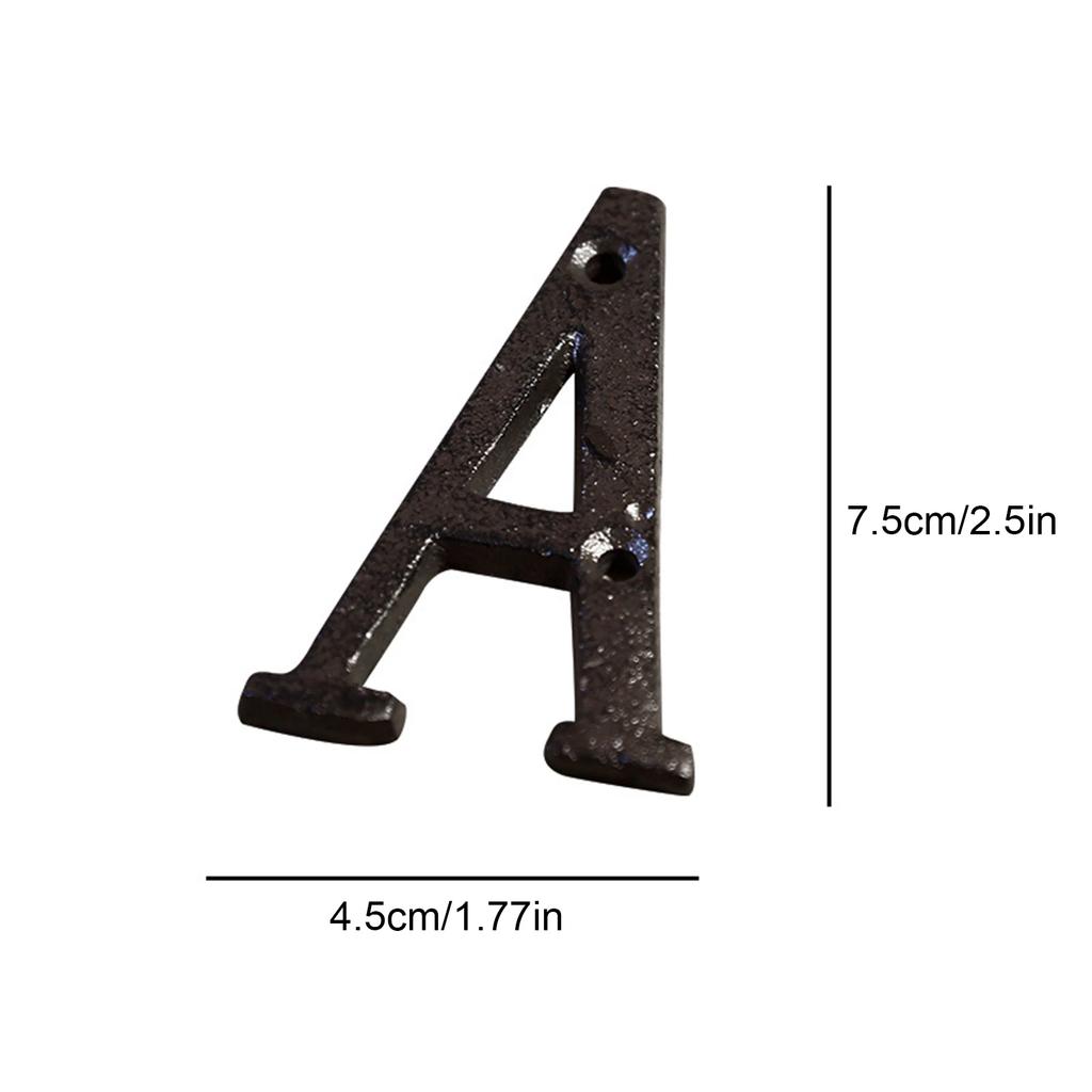 0 to 9, A to Z Metal Letters Numbers Cast Iron Decoration House Sign Doorplate DIY Cafe Wall House Door Address Alphabet Number