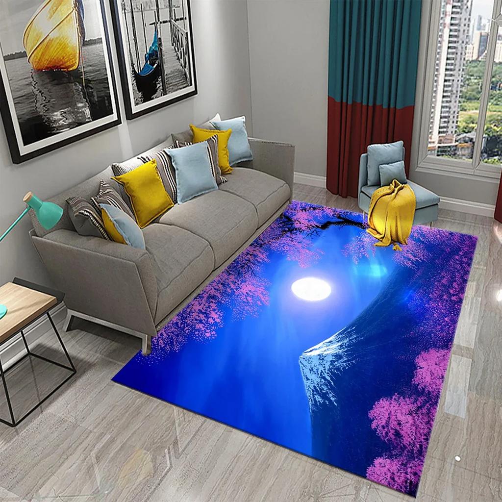 3D Pink Cherry Blossoms Pattern Carpet for Living Room Bedroom Kitchen Area Rug Carpet Home Decor Parlor Floor Mat Anti-Slip Rug