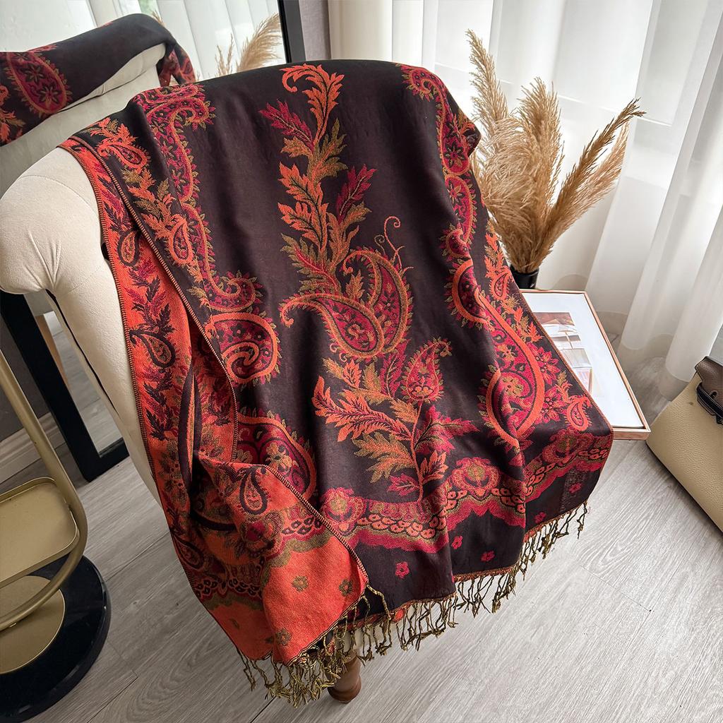 Women Scarf Luxury Bohemian Style Shawl Jacquard Paisley Pattern Designer Tassel Blanket Design Lady Muslim Hijab Pashmina