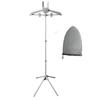 Foldable Aluminum Ironing Support Stand With Detachable Garment Hanger For Home Use