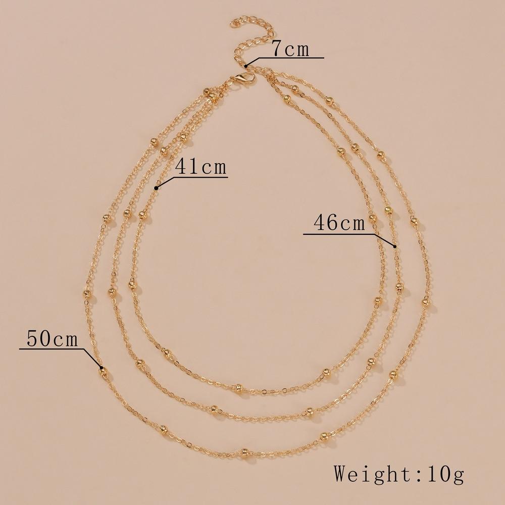 Minimalist, Gold Bead Multi-layer Chain Metal Adjustable Ladies Personality Stacked Necklace