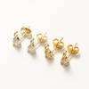 4/6PCS/lot 14K 18K Gold Color Brass with Zircon Drop Shaped Stud Earrings Fittings DIY Jewelry Making Findings