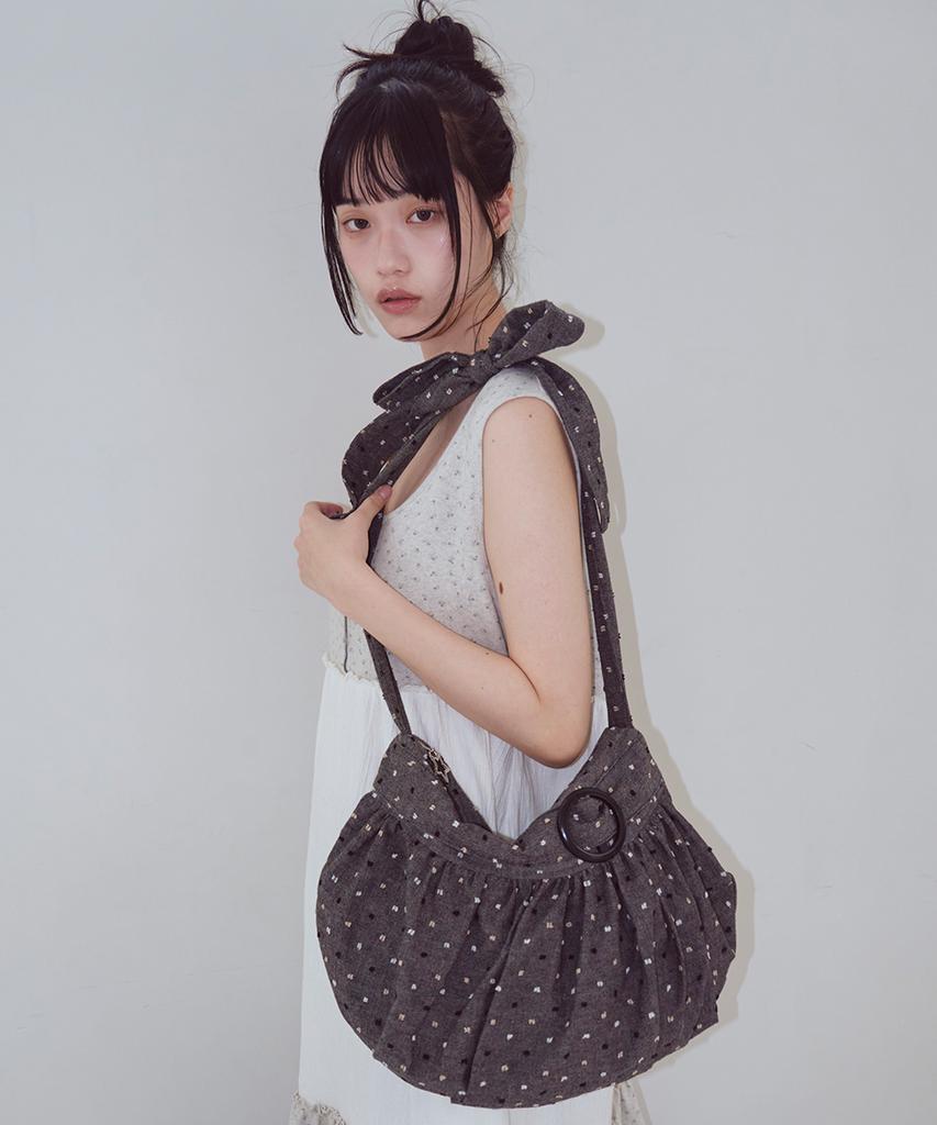 Oafish Tie Shirring Shoulder Bag, Dot