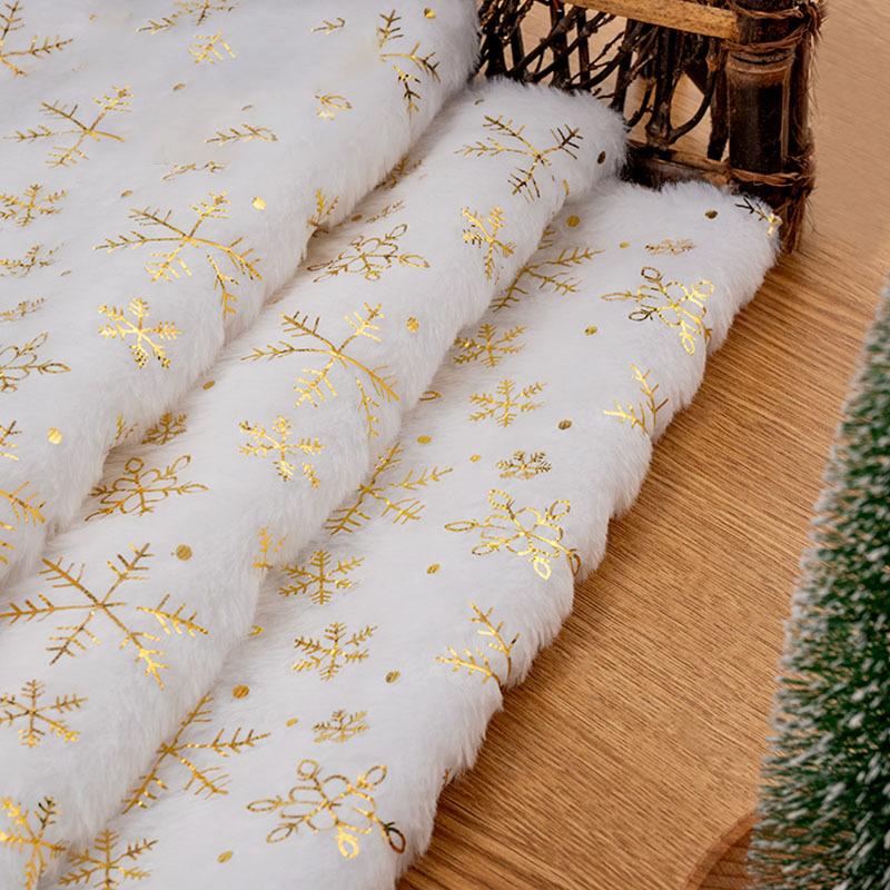 150x200cm/50x50cm Rabbit Plush Gilded Snowflake Velvet Fabric For Christmas Tree Skirt Decoration Pillow Cover DIY Sewing Cloth