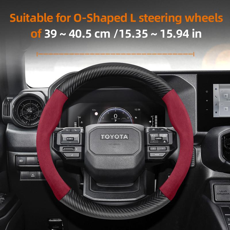 Suitable for Toyota Suede Matte Carbon Fiber Texture Steering Wheel Cover Suitable for Chr Yaris Auris Rav4 Corolla Hilux Wish Roomy Aqua Priu