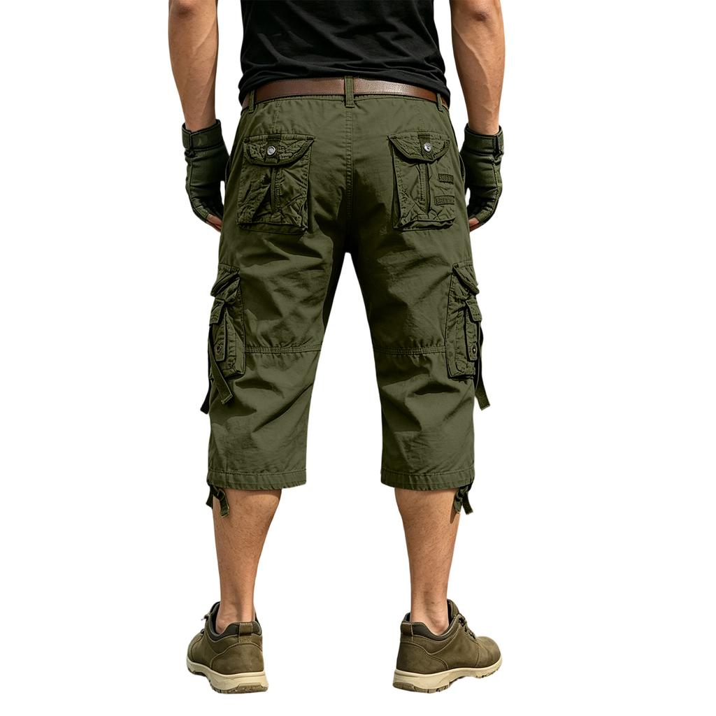 Herr Casual Bomull Cargo Shorts Flerfickiga Knälånga Avslappnad Passform Utomhus Utan Bälte
