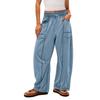 Women's Wide Leg Pants With High Waisted Straight Leg And Spliced Pocket Casual Pants
